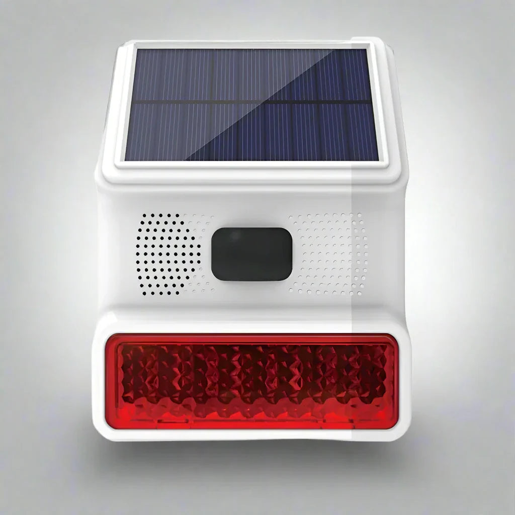Secure Home Wireless Outdoor Solar Siren Powered Strobe Sound Flash Waterproof Alarm Siren