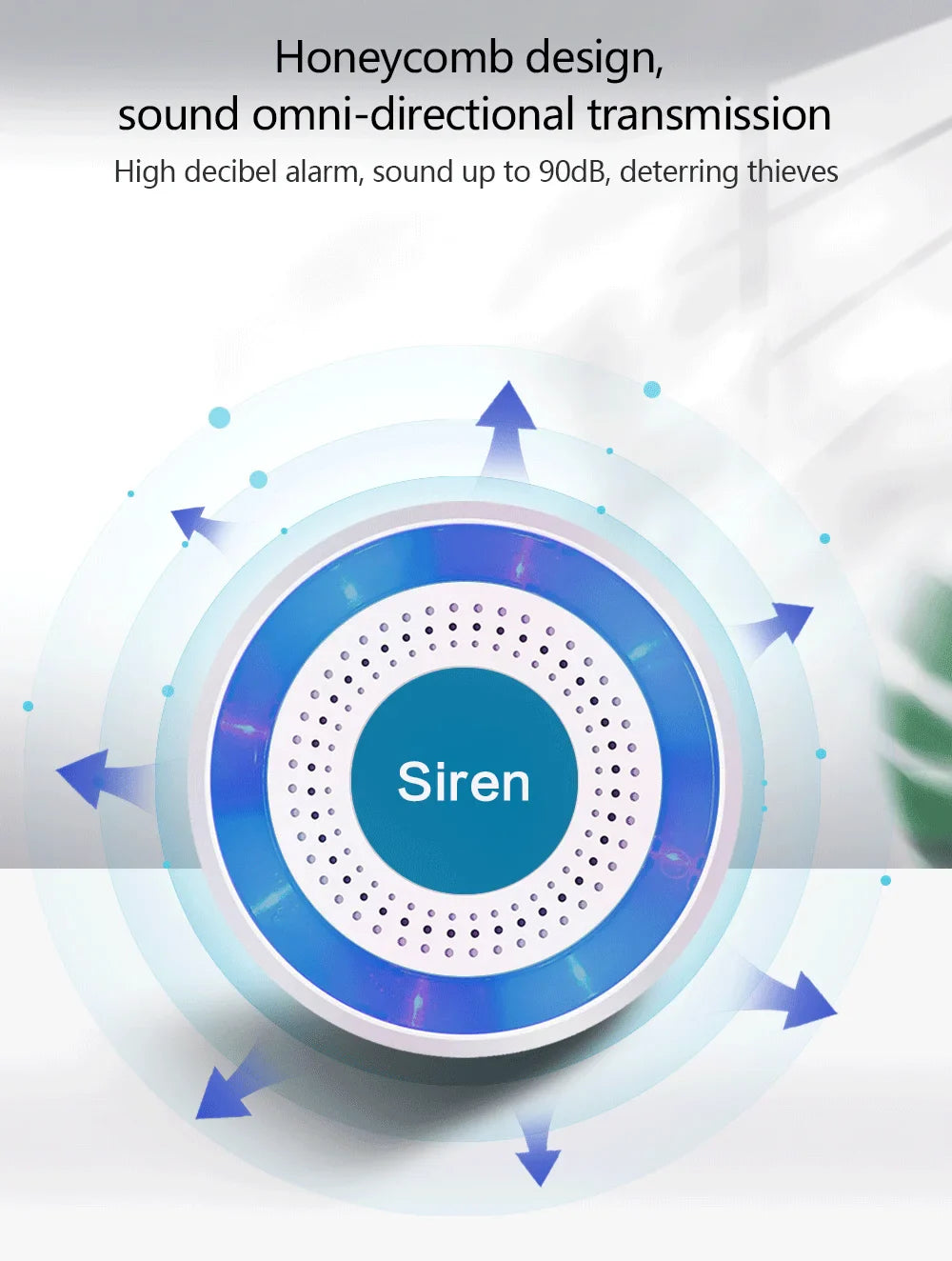 Secure Home 433MHz Wireless Siren smart Indoor Strobe Light Alarm