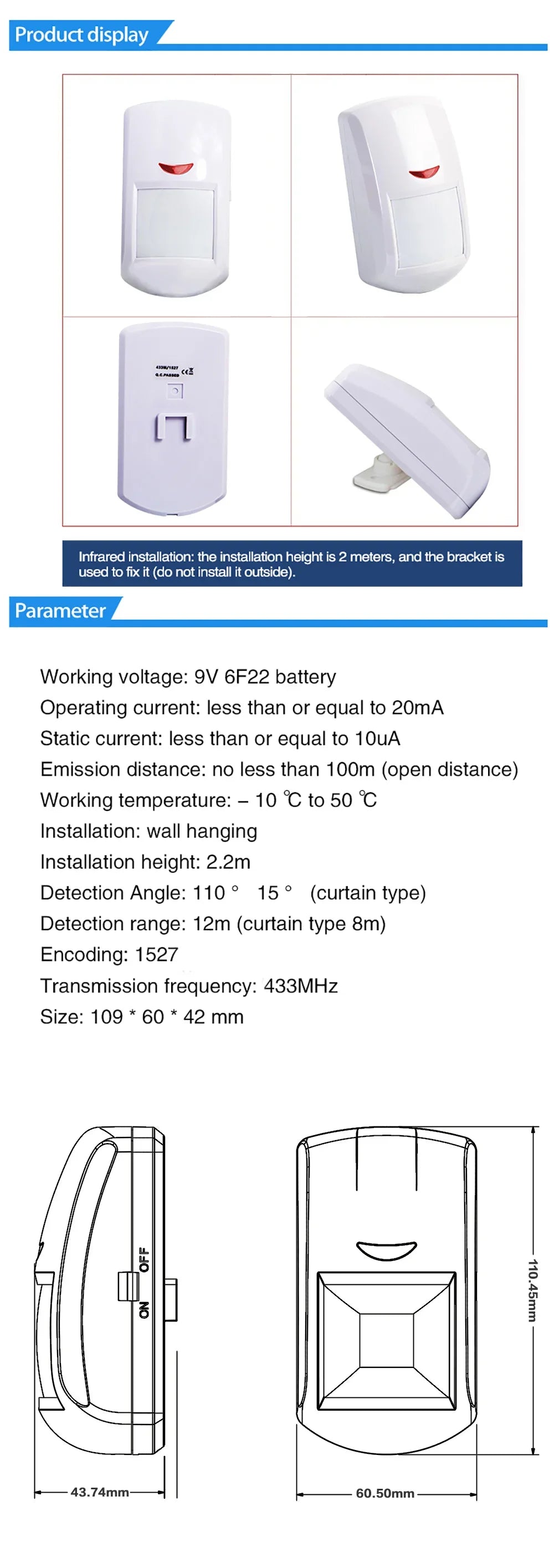 Secure Home Infared Pet Immune WirelesMotion Detector