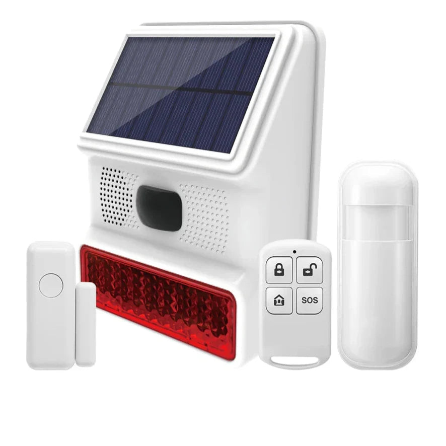 Secure Home Wireless Outdoor Solar Siren Powered Strobe Sound Flash Waterproof Alarm Siren