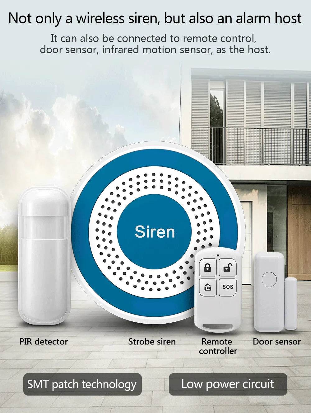 Secure Home 433MHz Wireless Siren smart Indoor Strobe Light Alarm