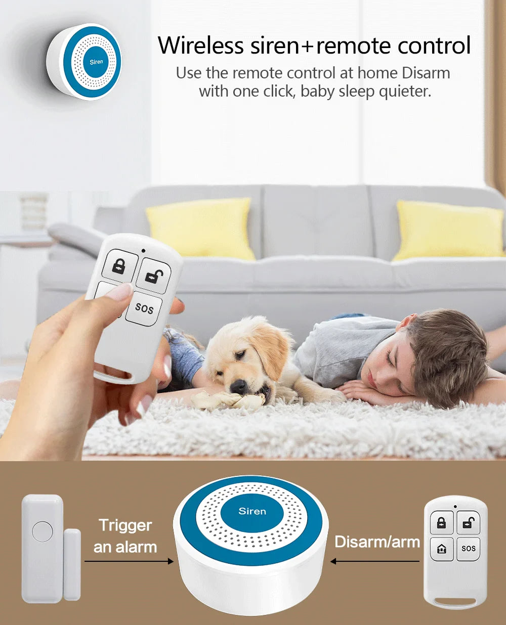 Secure Home 433MHz Wireless Siren smart Indoor Strobe Light Alarm